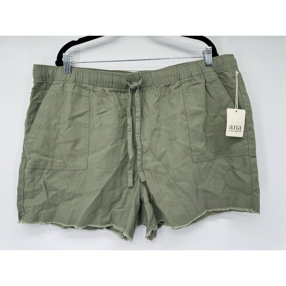 ANA‎ Linen Olive Green Shorts Drawstring Army lightweight NWT breathable XXL